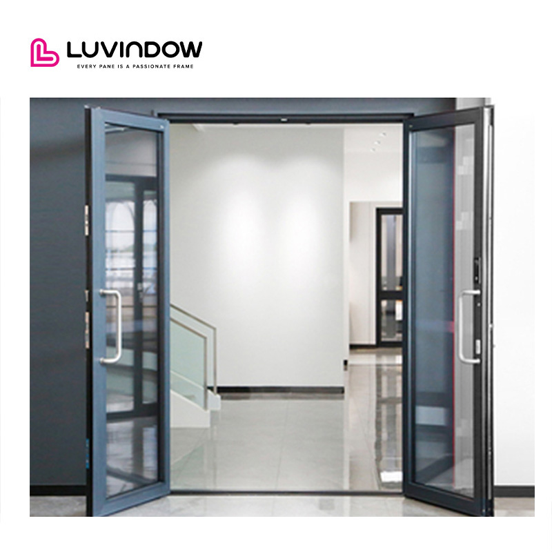 Modern Residential Villa Thermal Insulation Aluminum Entrance Doors With Smart Lock