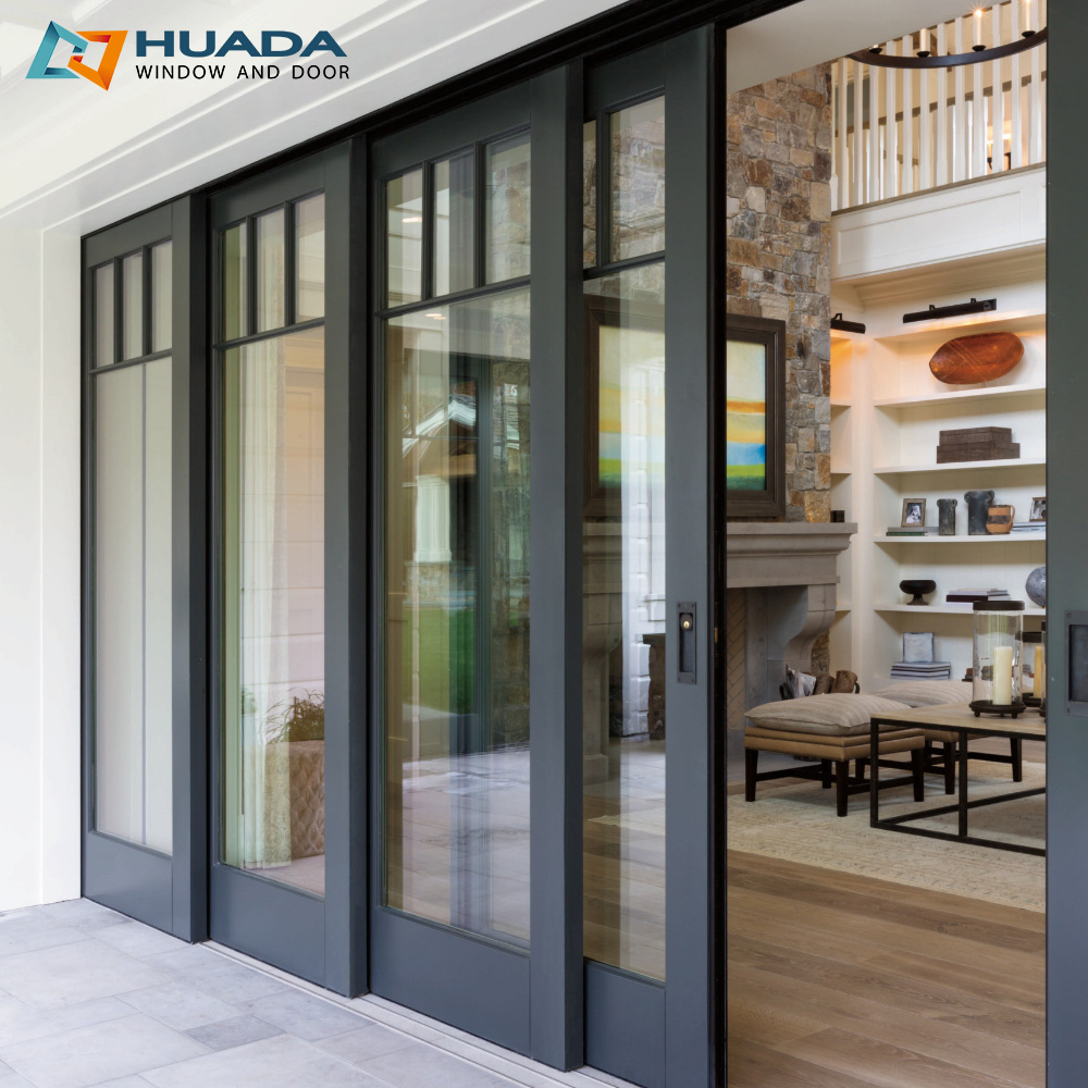 Hurricane Proof 4 Panel Aluminum Sliding Doors Soundproof Heavy Duty Lift and Slide Patio Door Triple Glazed Sliding Doors