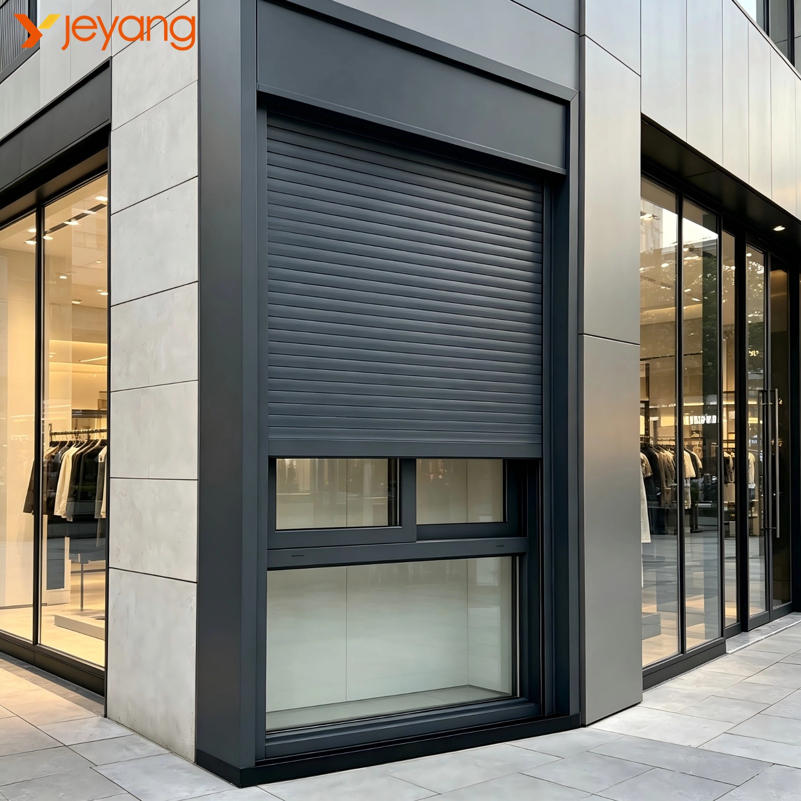 Security Shutter Window Aluminum Sliding Window Burglar Proof Integrated Roller Shutter Design