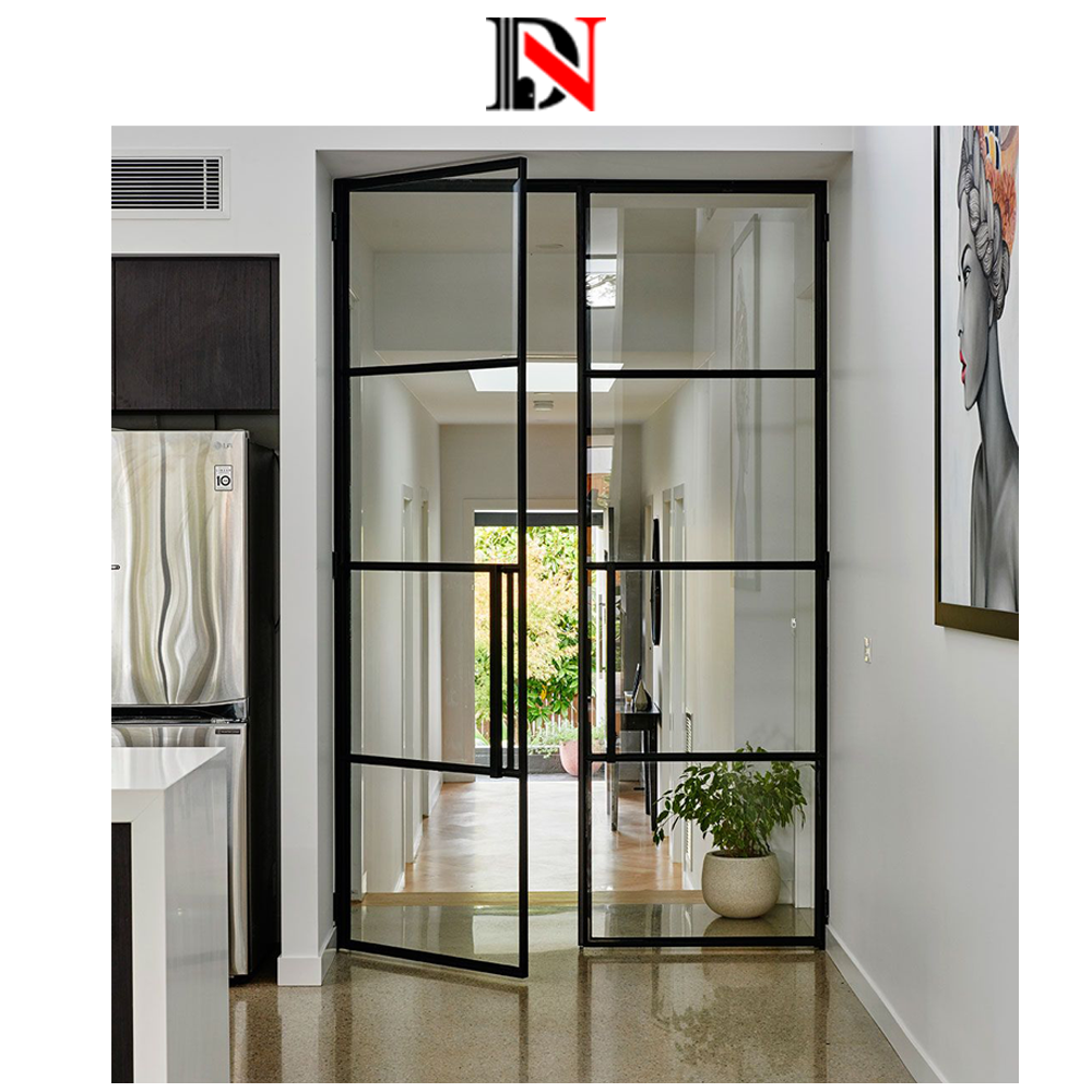 European Style Aluminum Frame Casement Door Modern German Crittal French Patio Glass Windows for Home for Exterior Entry Mall