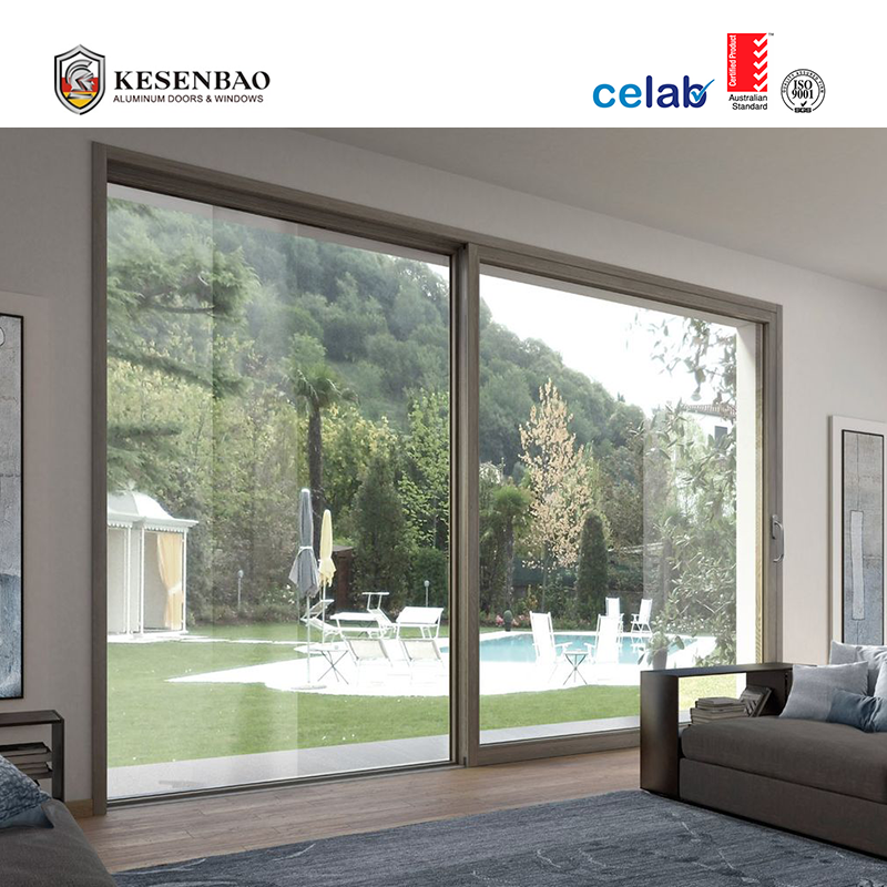 Modern Thermal Break Residential Aluminum Sliding Doors System With Low-E Tinted Glass