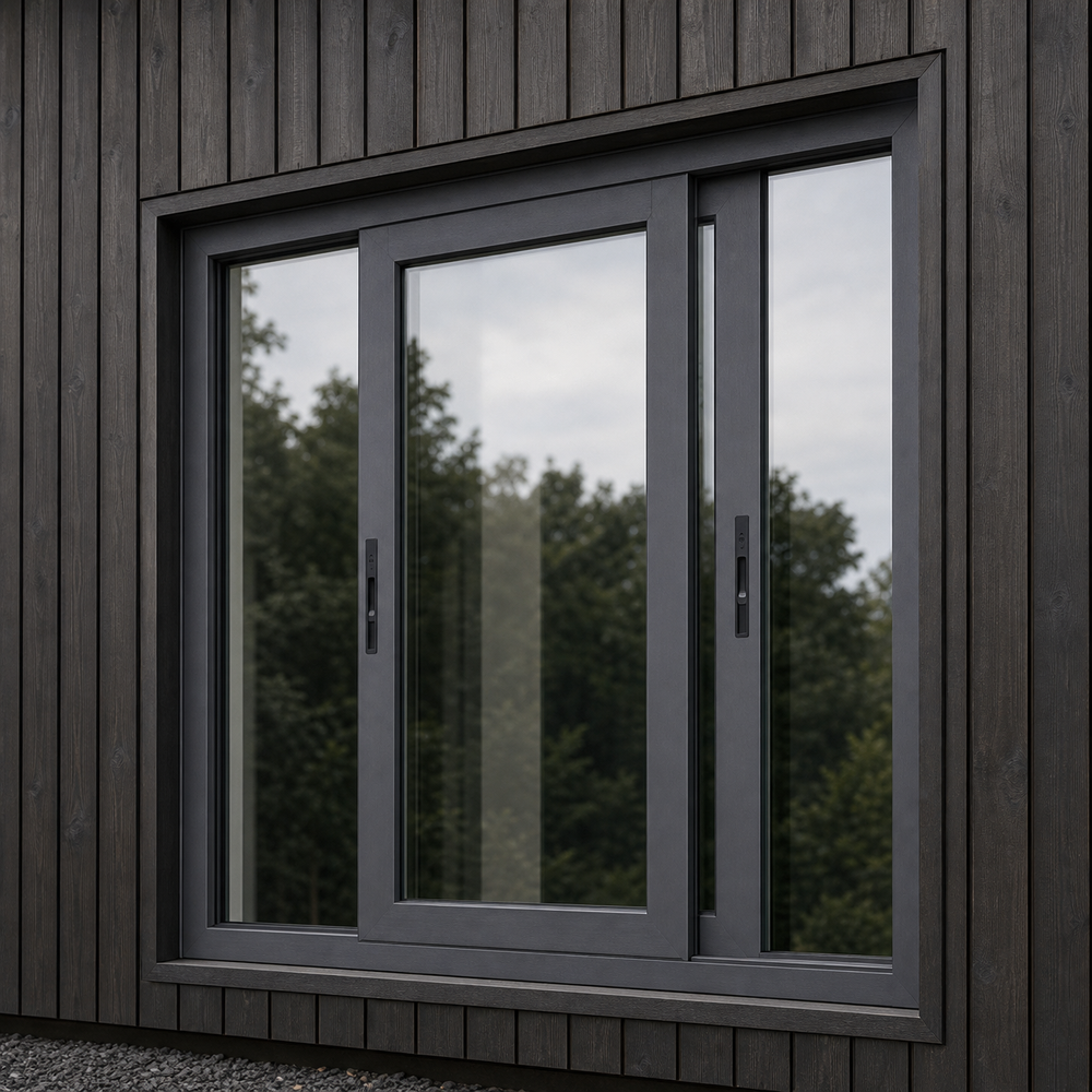 Modern Brown Tinted 3-Track Triple Pane Aluminum Sliding Window Horizontal Heat Insulation for Basements Villas AS2047 NAFS