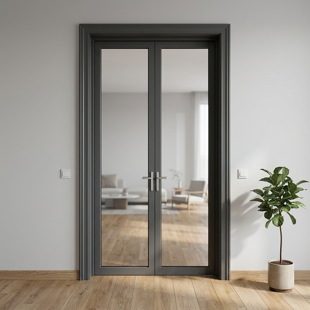French Double Leaf Door Aluminum Clad Wood Thermal Break for Luxury Villa and Garden Entrance