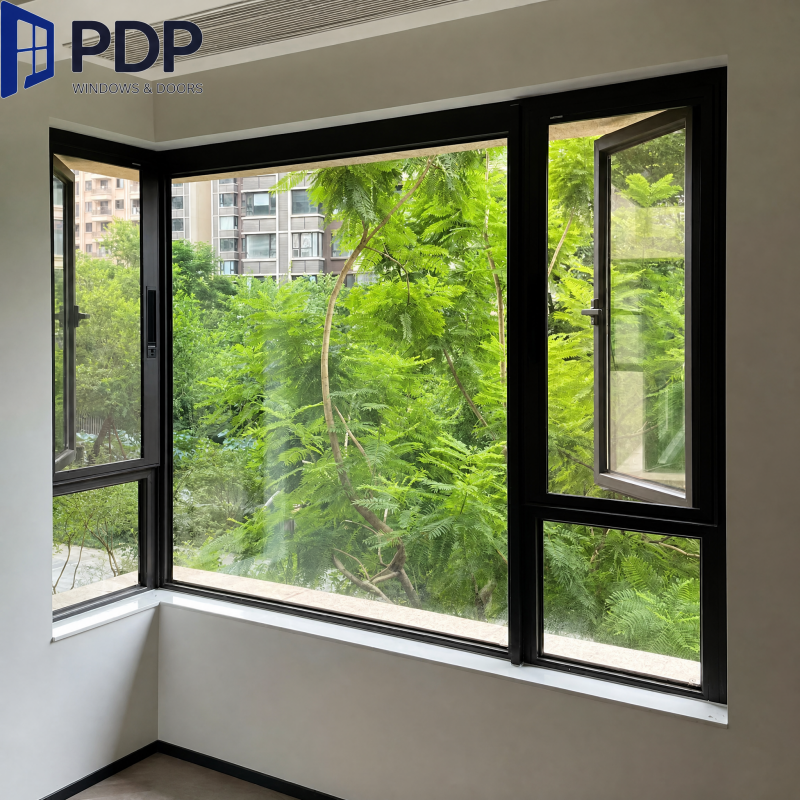 High Quality Security Aluminum Casement Windows Broken Bridge Outdoor Outward Windows Doors Stainless Steel Frame Material