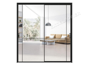 Modern Lift Sliding Doors Clear Glass Stainless Steel Screen Sound Insulation Aluminum Alloy Frame Bedroom