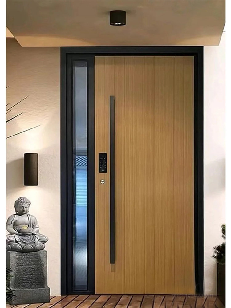 Custom Full Cast Aluminum Security Front Door with Log Grain Finish and Anti Rust Coating for Villa Main Entrance