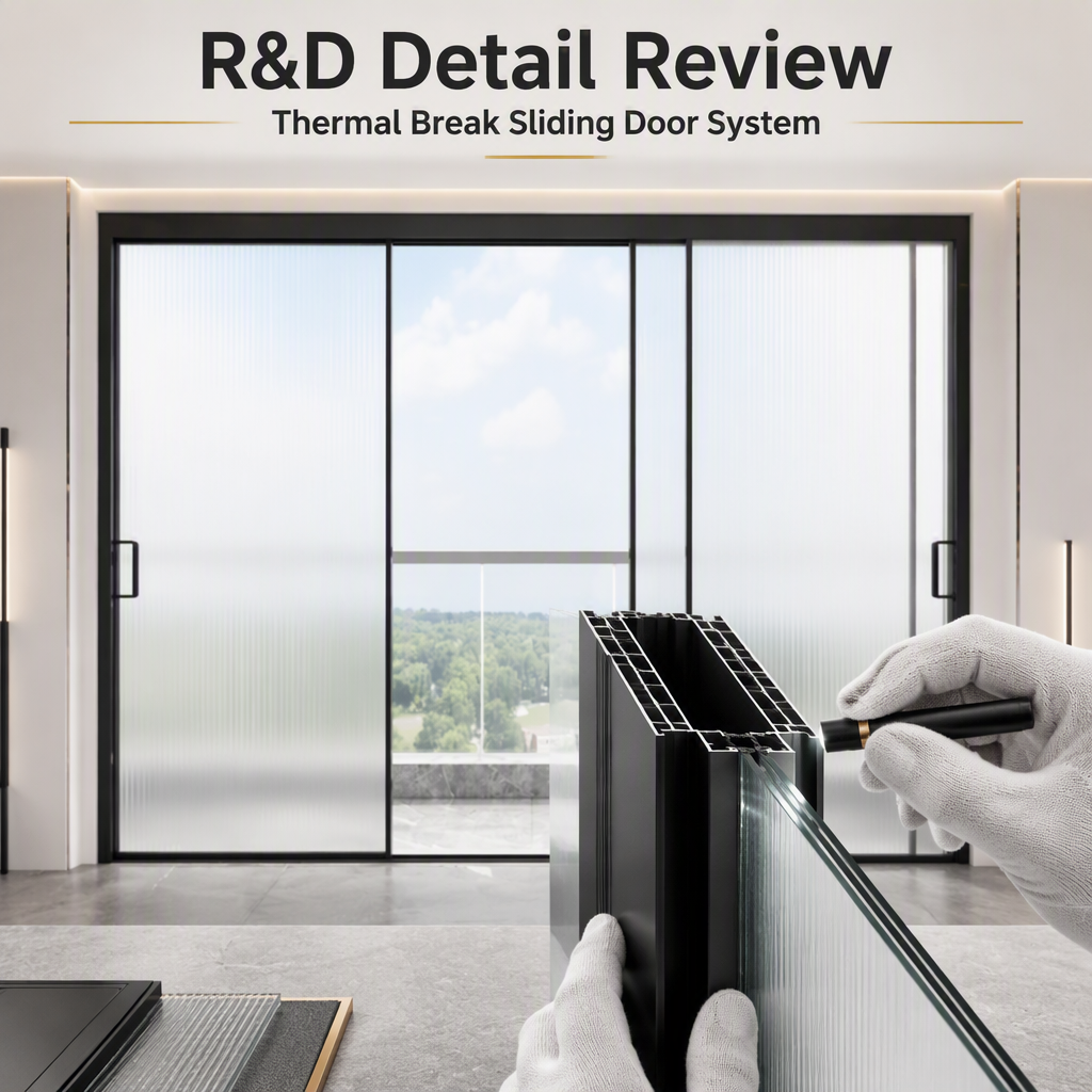 Aluminum Magnesium Alloy Thermal Break Sliding Door Double Glazing Frosted Glass Balcony Patio Interior Door