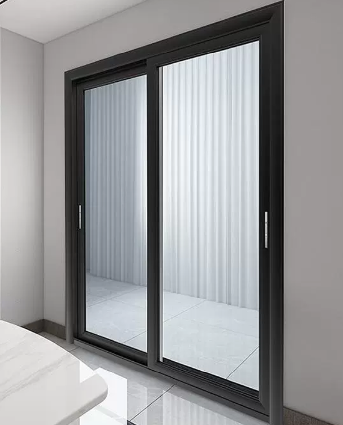 Modern Lift Sliding Doors Clear Glass Stainless Steel Screen Sound Insulation Aluminum Alloy Frame Bedroom