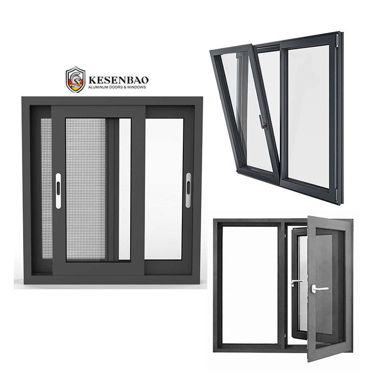 Waterproof Thermal Break Double Glazed Aluminum Casement Windows With Screen For House And Villa