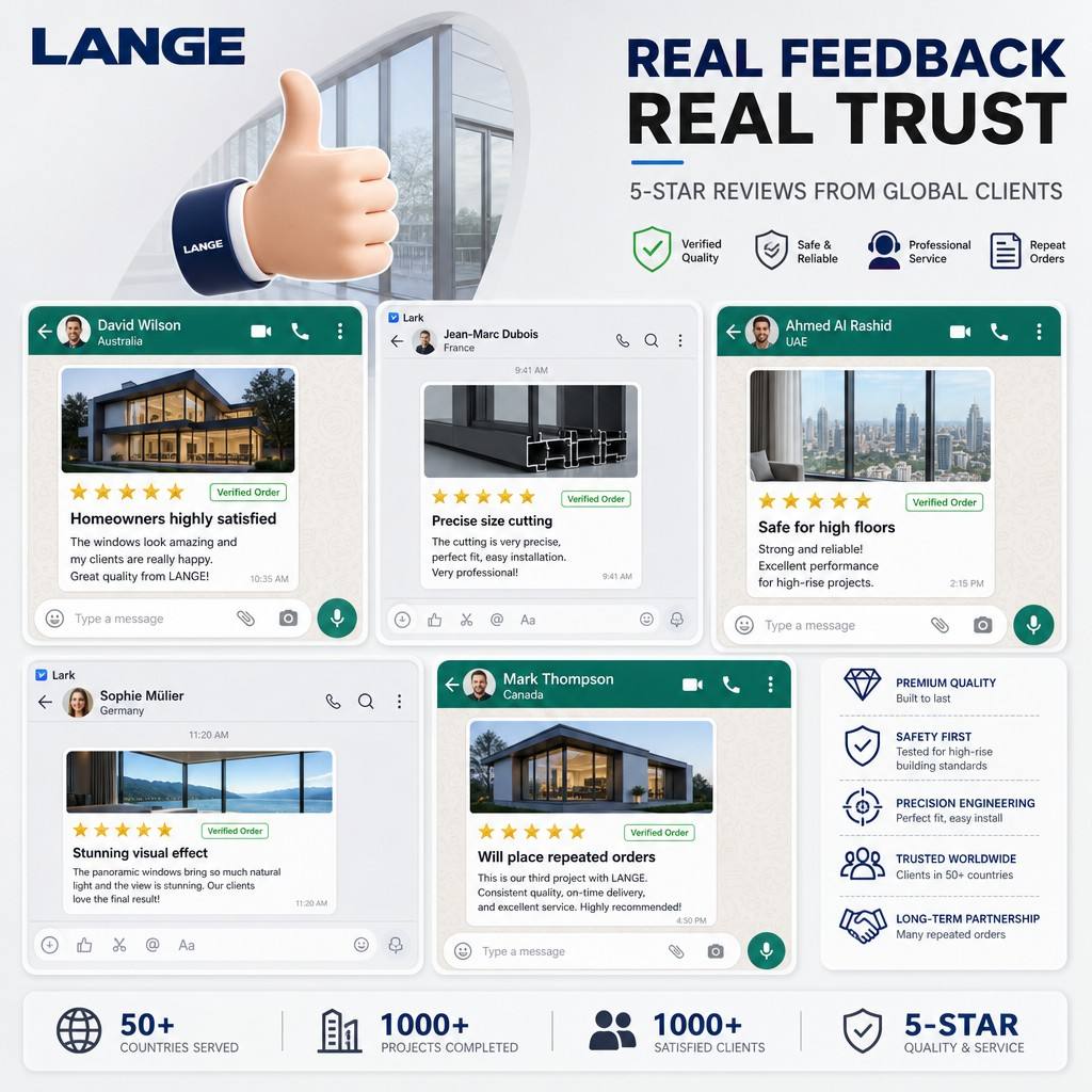 LANGE Aluminum Alloy Casement Windows Thermal Break Aluminum Windows Double Glazed Windows Inward Opening Window for House Villa