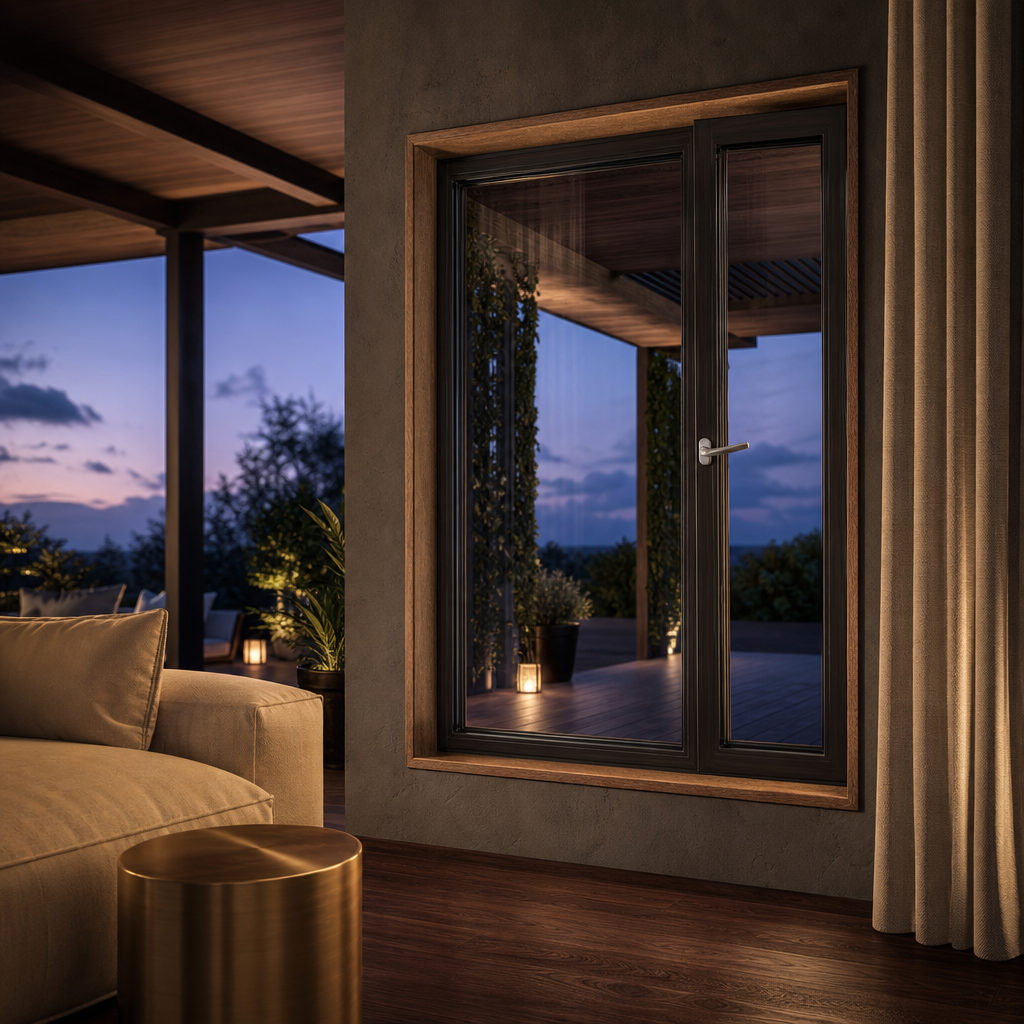 Dual Function Inward Opening Top Hung Multi Point Locking Aluminum Tilt and Turn Window for Coastal Villa Balcony