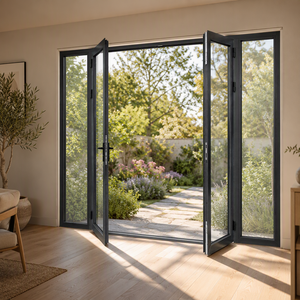 Single Double Aluminum Glass Door with Tempered Insulated Frame for House Home Villa Garden Exterior Door Custom Apartment