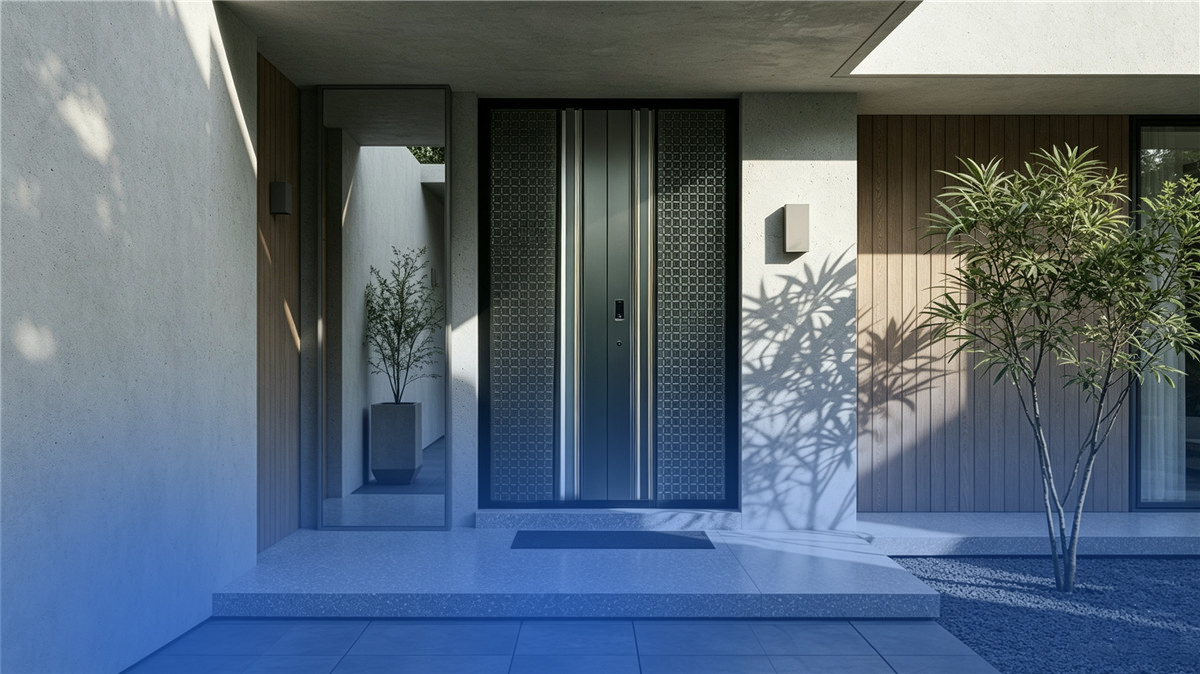 Luxury cast aluminum entry door with three-dimensional carving
