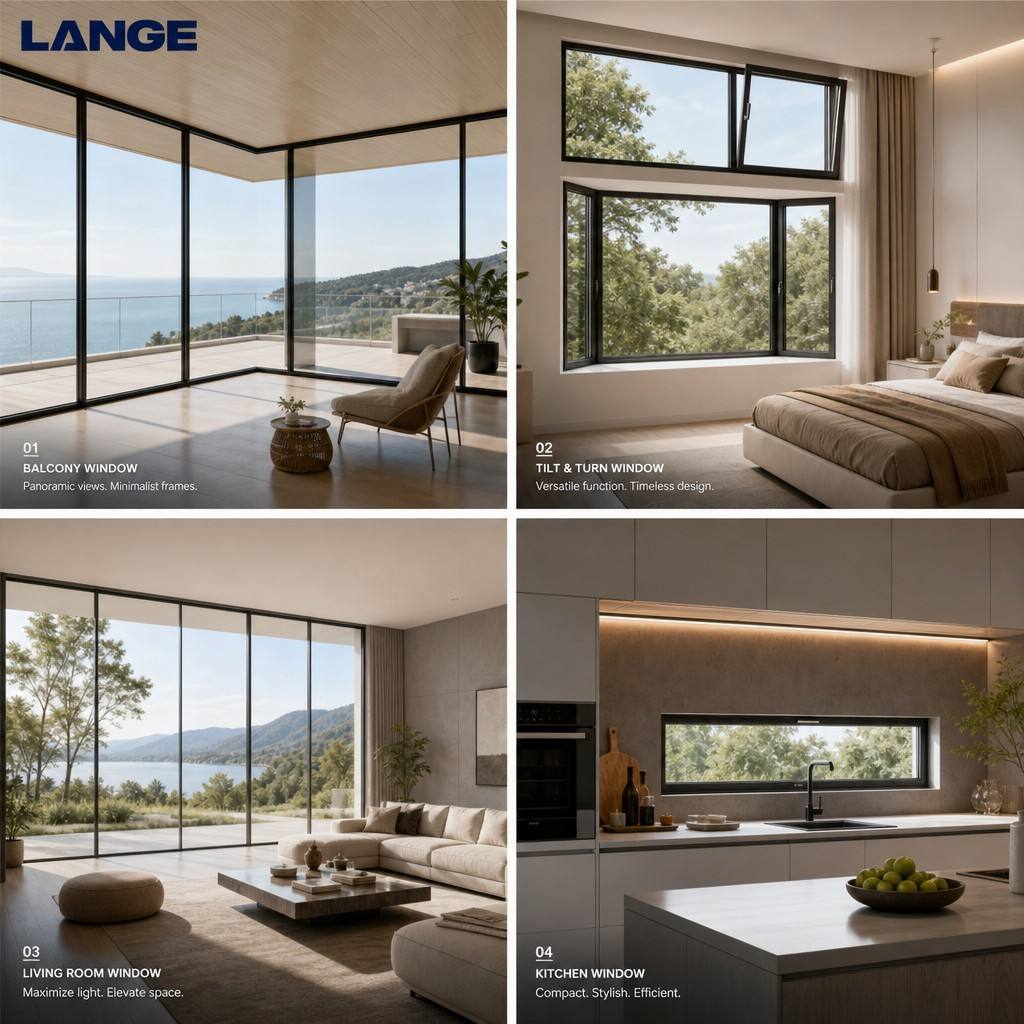 LANGE Luxury CE Certified Thermal Break Aluminum Tilt Turn Casement Windows Aluminum Alloy Windows Inward Opening Windows