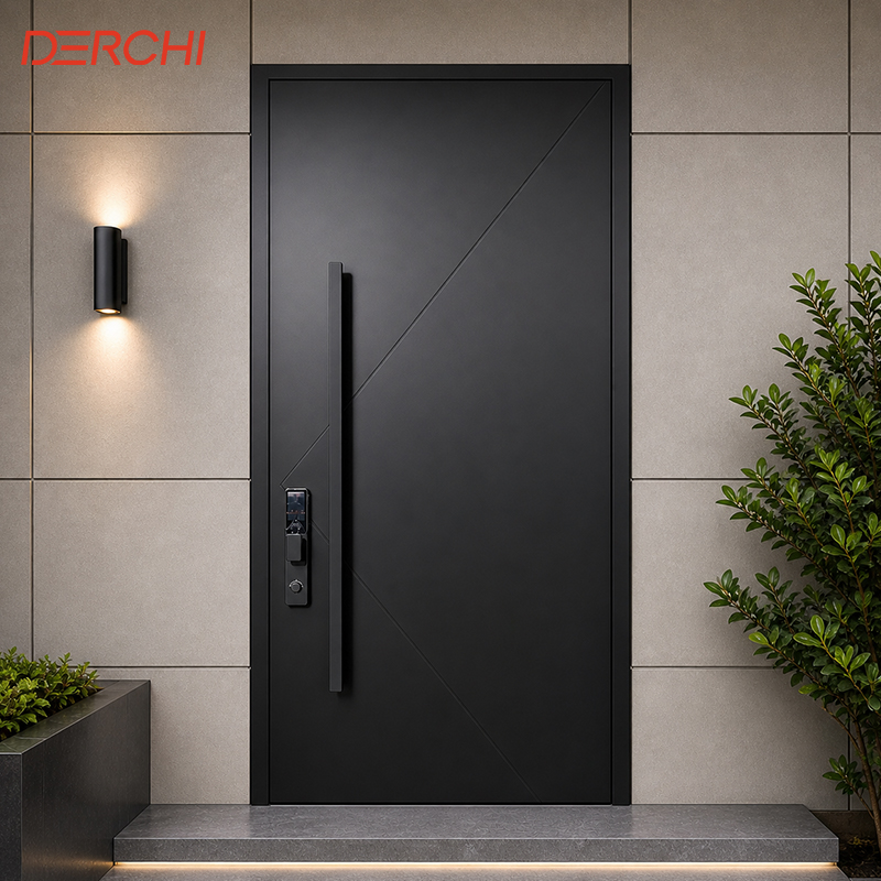 Double Front Entry Door Aluminum Exterior Security Door Heavy Duty for Residential and Commercial Buildings