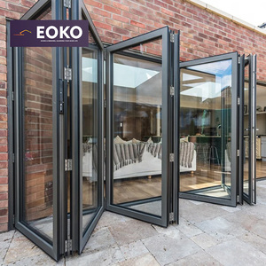 EOKO Residential Bifold Folding Door Low-E Glass Aluminum Bi Folding Accordion Bifold Exterior Door