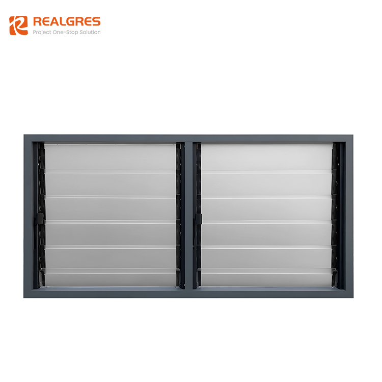 Realgres H-120cm X 60cm-W Aluminum Jalouplus Window Vertical 12 Blades