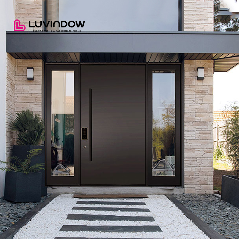 High End Luxury Tempering Glass Outdoor Aluminum Door Entry Residential Doors