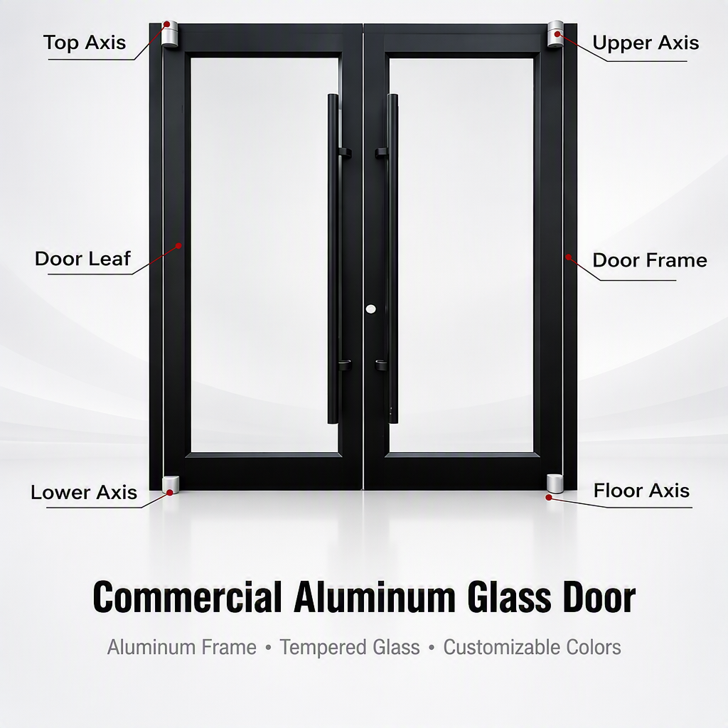 American Modern Commercial Aluminum Double Glass Door Glazed White Windproof Fast Food Restaurant Storefront Entrance