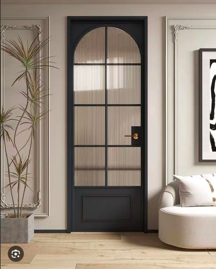 Interior Modern Design French Decorative Arch Semi-circular Curved Aluminum Alloy Casement Windows Door Tempered Glass