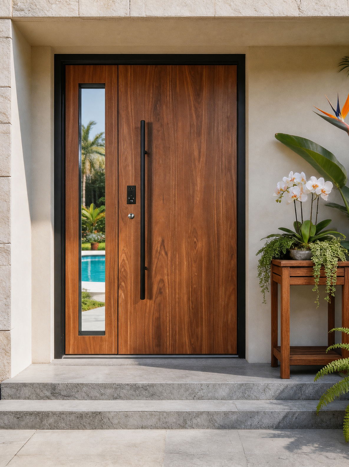 Custom Full Cast Aluminum Security Front Door with Log Grain Finish and Anti Rust Coating for Villa Main Entrance