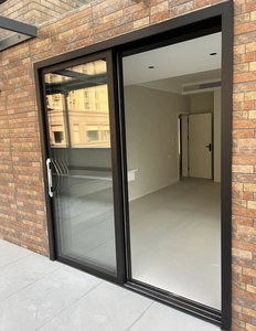 Modern Minimalist Residential Exterior Black Slim Frame Windproof & Waterproof Aluminum Sliding Door