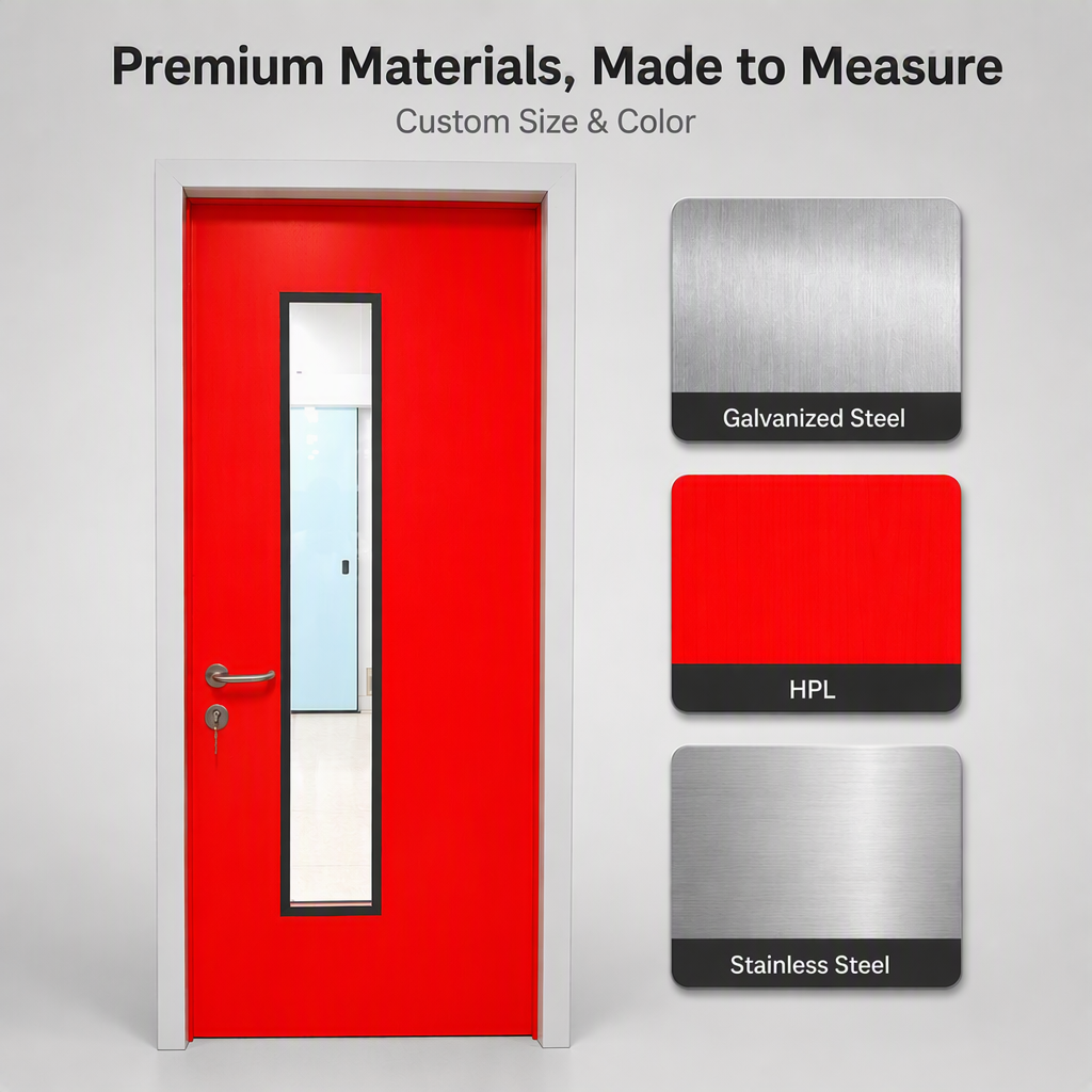 Double Swing Glass Door Fire Rated Emergency Exit Door Stainless Steel 304 Modern Hospital School