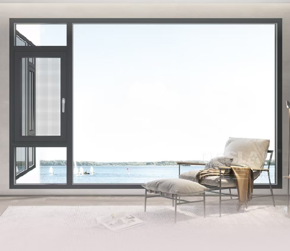 Deyu Post-modern Soundproof 110 Series Aluminum Casement Windows Swing Tempered Low-E Glass 5+ Year Warranty for Villa Hotel