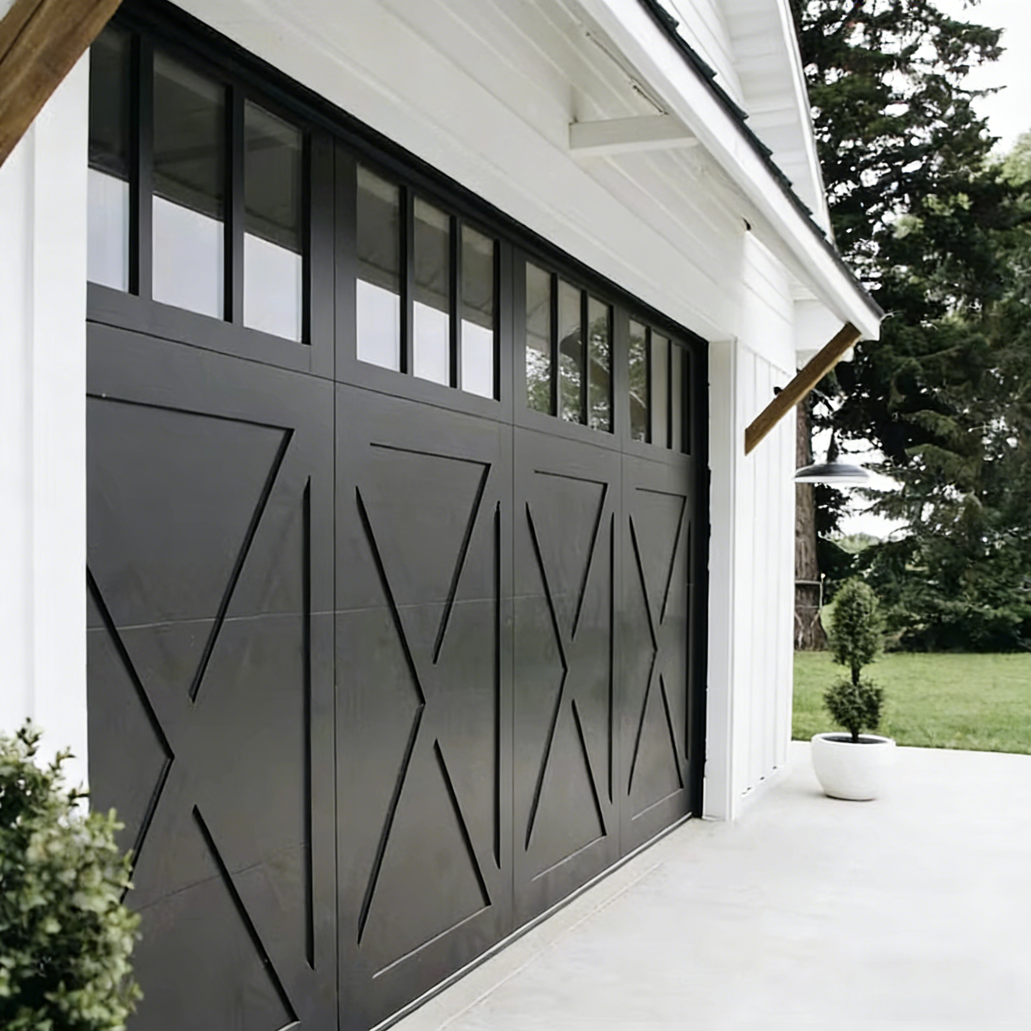Realgres Usa Luxury Insulated Garage Door Aluminum 16x10 Feet Electric Sectional Garage Doors With Windows