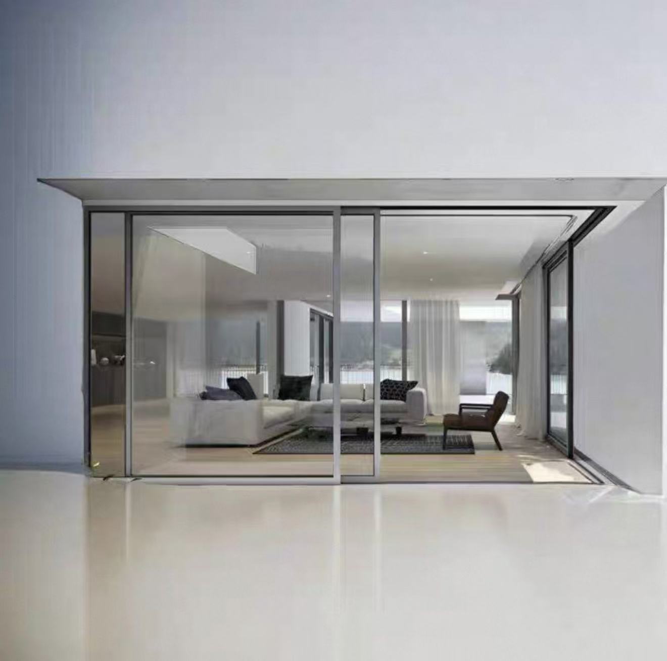 Deyu Ultra-narrow Modern Soundproof Sliding Door Nylon Aluminum Alloy Glass Finished Surface Side Opening for Living Room