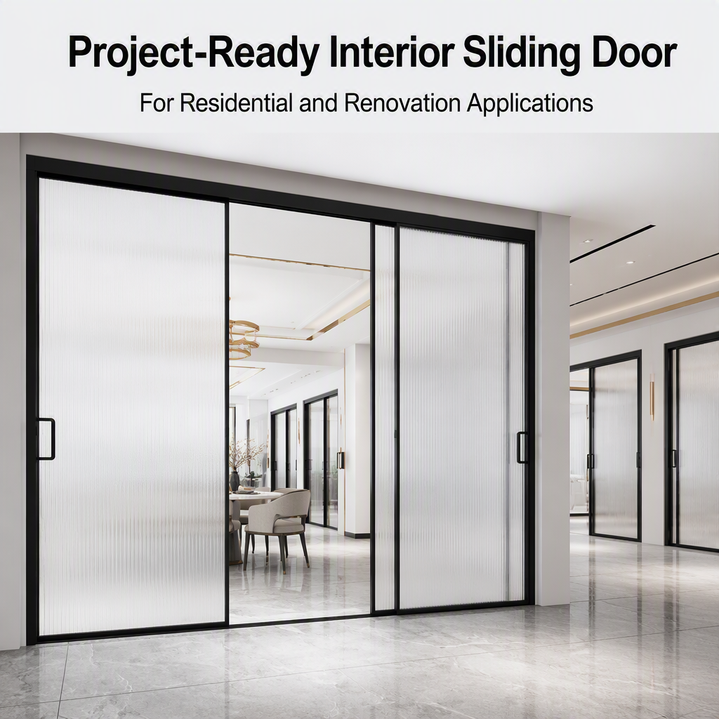 Aluminum Magnesium Alloy Thermal Break Sliding Door Double Glazing Frosted Glass Balcony Patio Interior Door