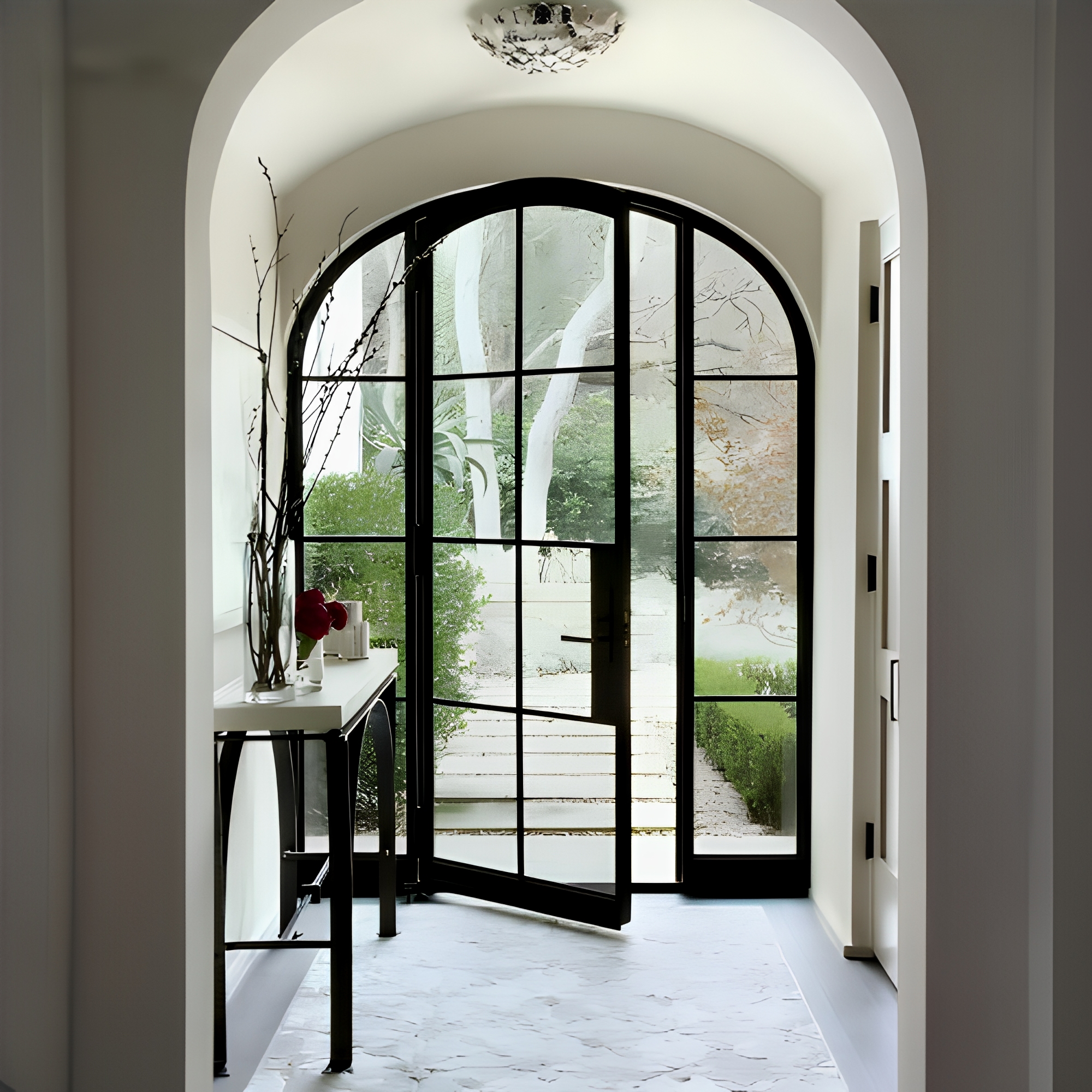 AOSTTER AS2047 Minimalist Black Aluminum Crittall French Door Interior Glass Partition Swing Door Office