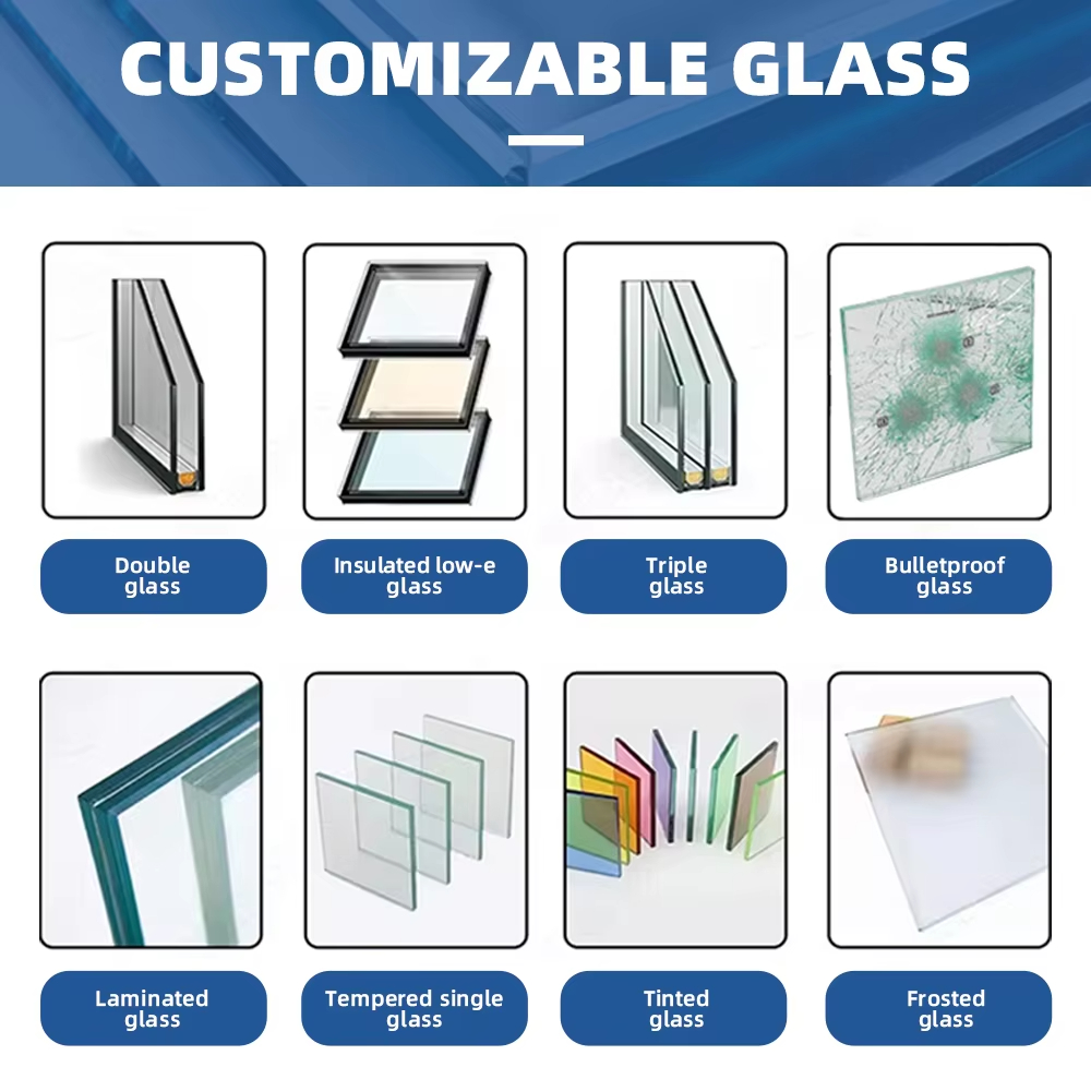 Customized Casement Glass Aluminum Door Villa Exterior Patio Swing Doors French Door