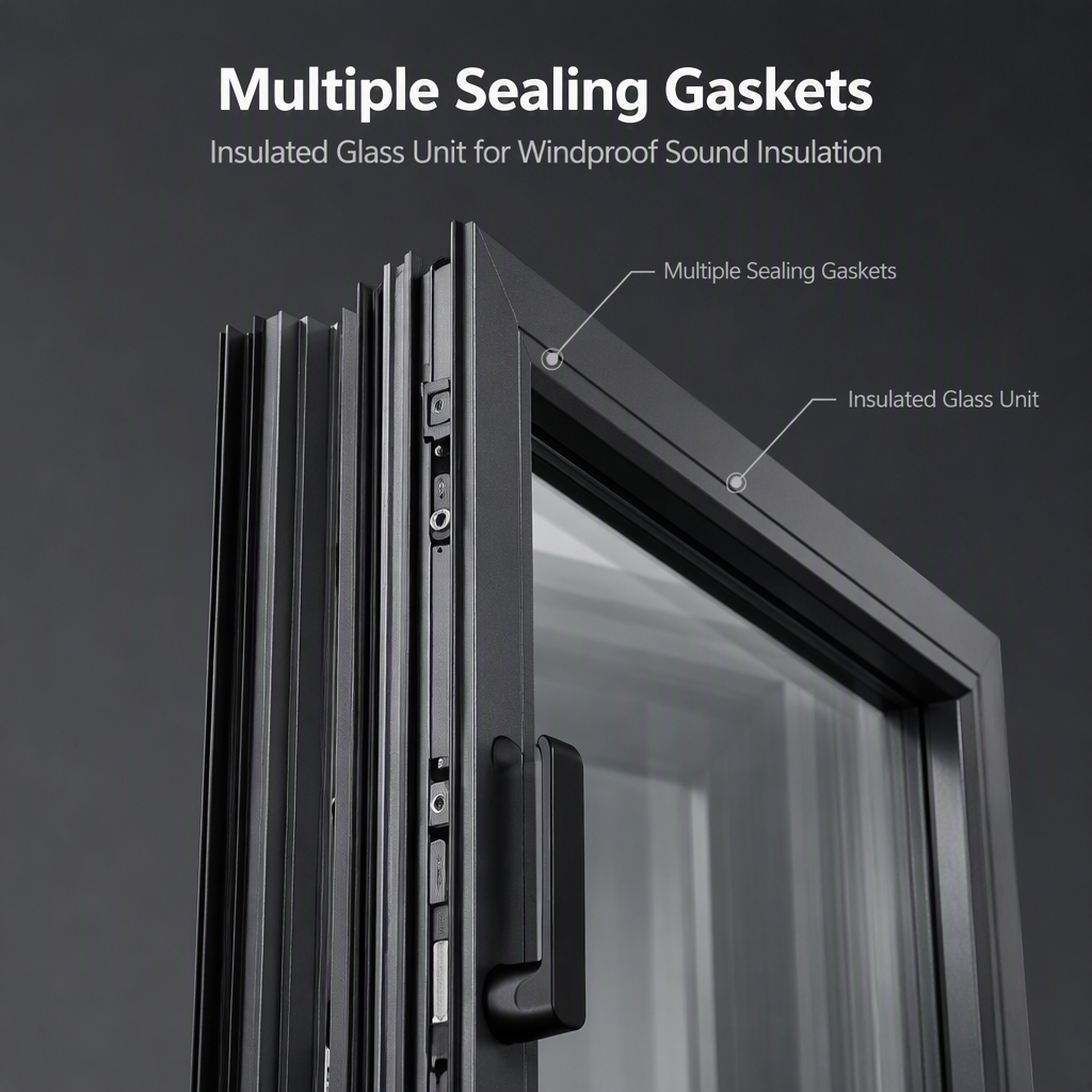 ZCSUNG Black Aluminum Casement Window Slim Narrow Frame Tilt Turn Ventilation Sound Insulated for Villa Apartment Projects