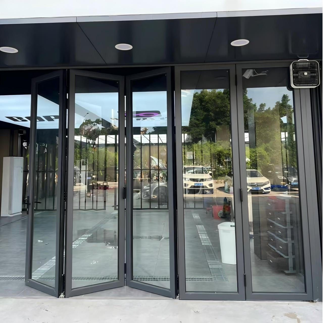 Bathroom Folding Door Bi Fold Design Aluminum Material with Roller Accordion Hinge Folding Door