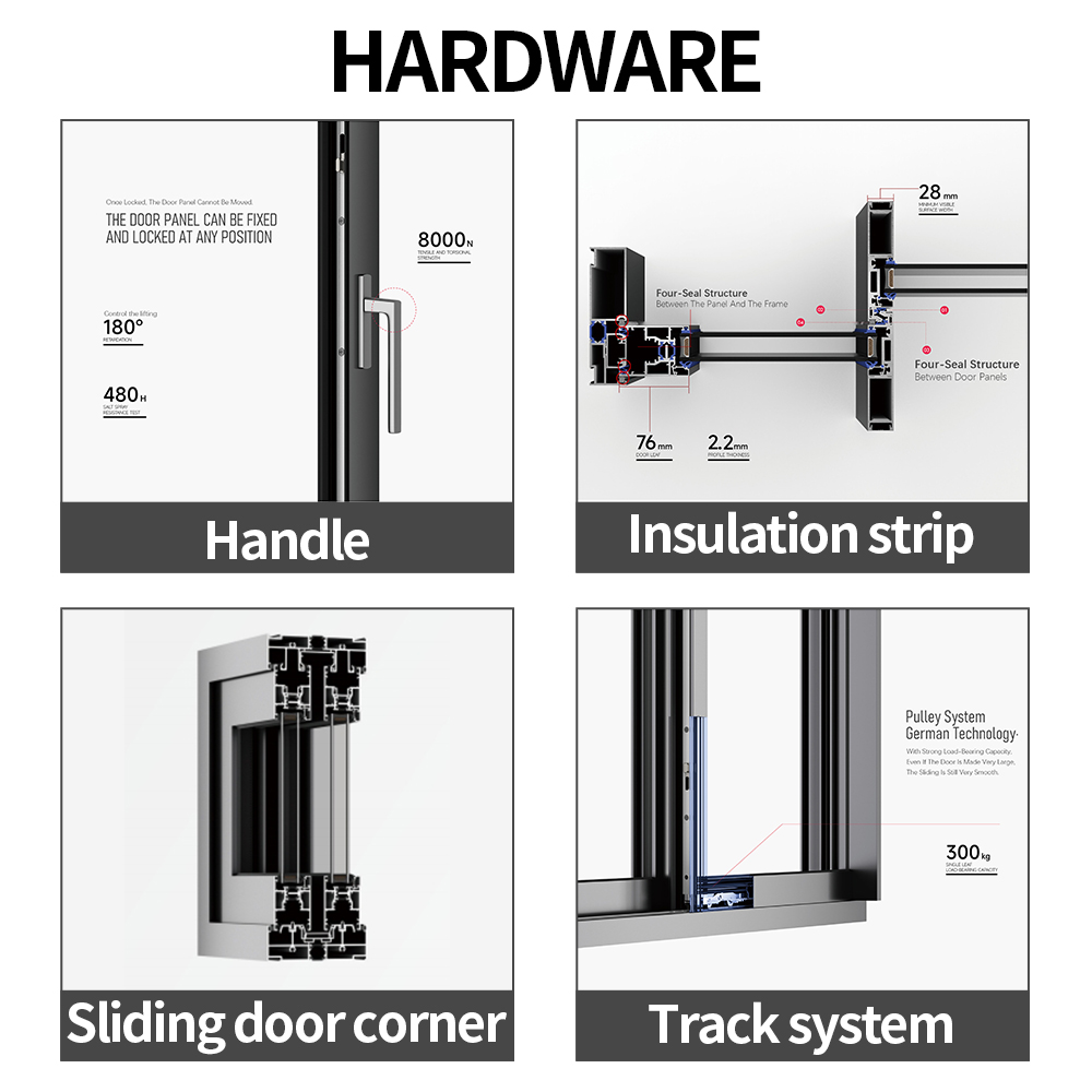 Customized Aluminum Double Glazed Sliding Door NFRC AS2047 Balcony Courtyard American Australia Contractor Lift and Sliding Door