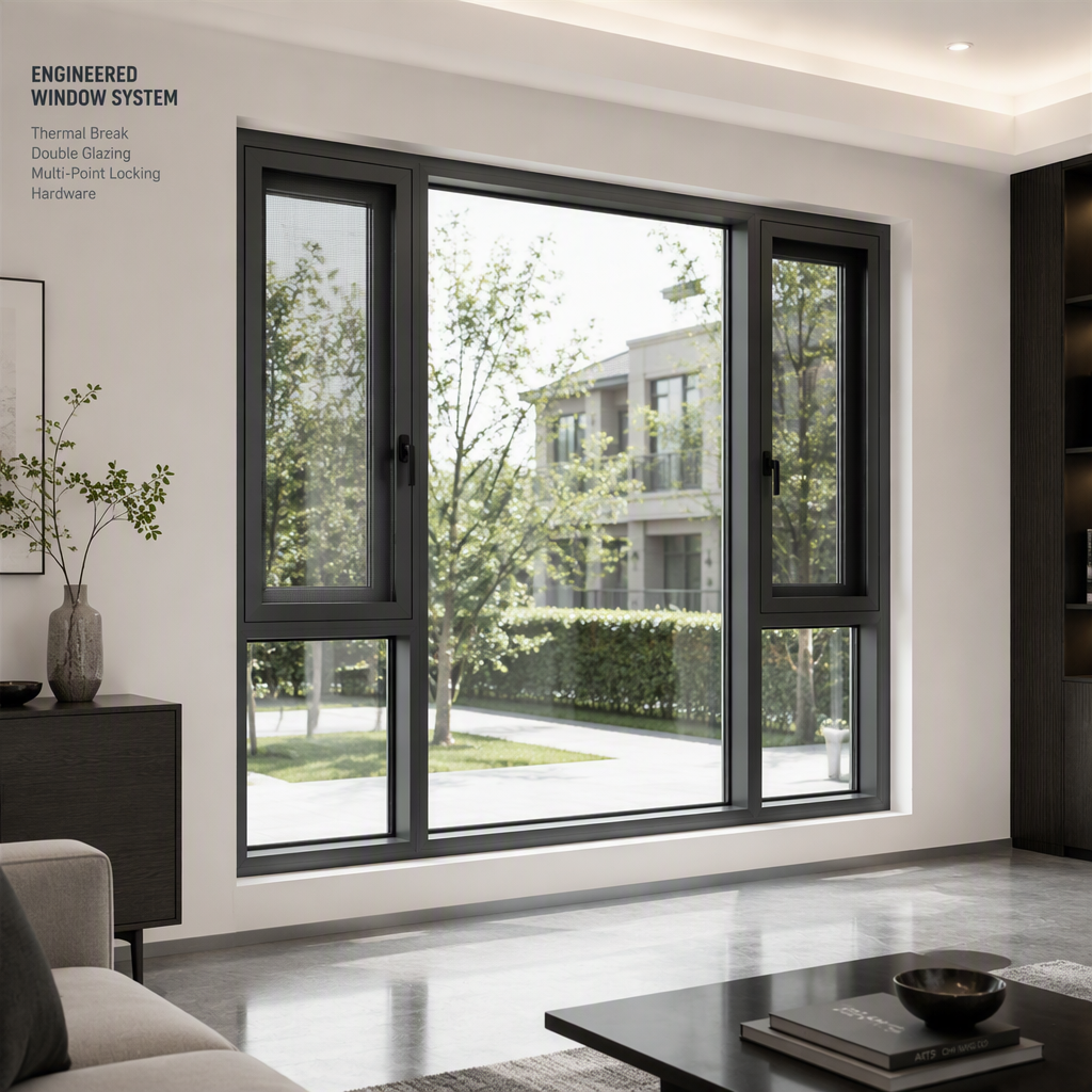 120 Series Casement Window Center Fixed Sash Side Opening Thermal Break Aluminum Magnesium Alloy Window