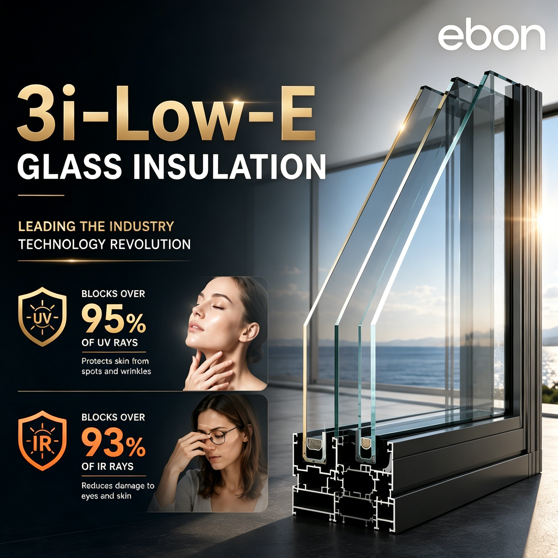 EBON Fold up and Down Terrace Bi-fold Soundproof Aluminum Balcony Large Glass Folding Windows