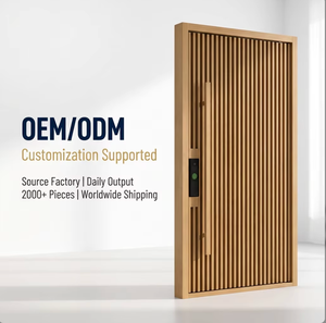 Large Pivot Entry Door Modern Residential Aluminum Wood Composite Slat