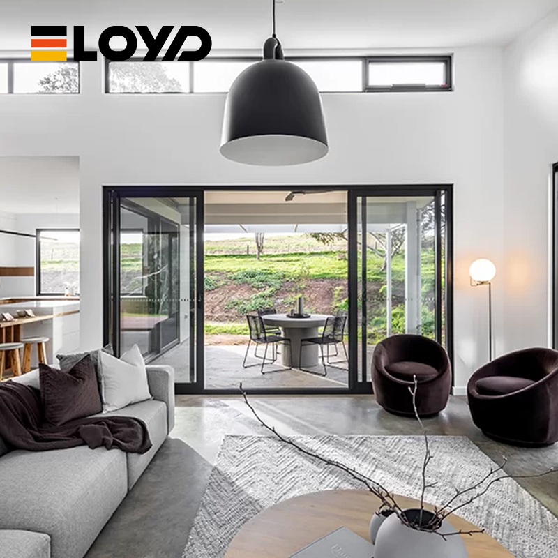 Modern Aluminum Alloy Glass Patio Sliding Door With Waterproof &amp; Heat Insulation For Villa Exterior And Garden Use
