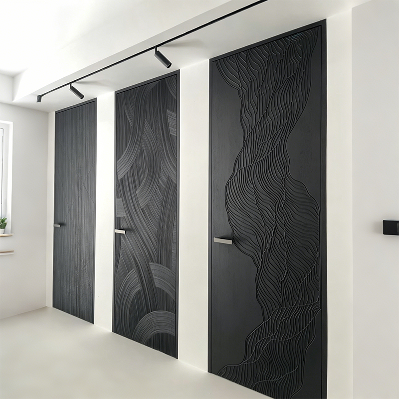 Foshan Manufacturer Modern Interior Aluminum Wooden Frame Swing Door Custom Solution For Residential Room