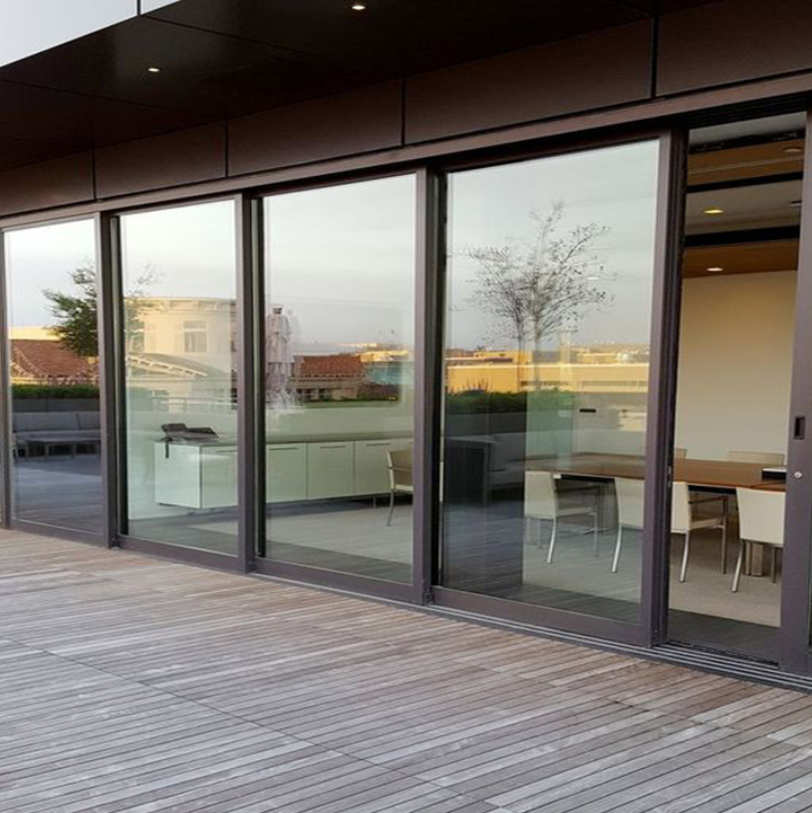 Deyu Ultra-narrow Modern Soundproof Sliding Door Nylon Aluminum Alloy Glass Finished Surface Side Opening for Living Room