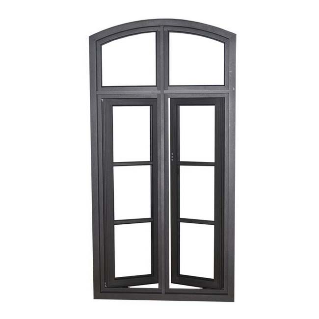 Wood Grain Finish Aluminum French Casement Window/double Glazed Casement Window