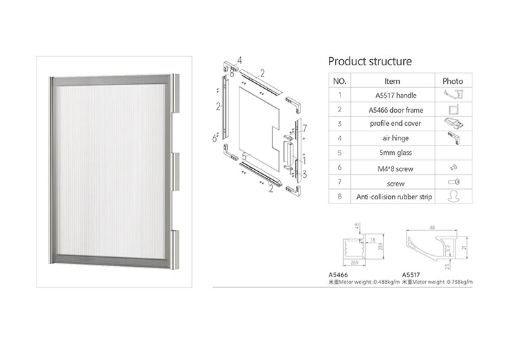 Aluminium Alloy Slim Profile Glass Front Aluminum Frame Cabinet Doors
