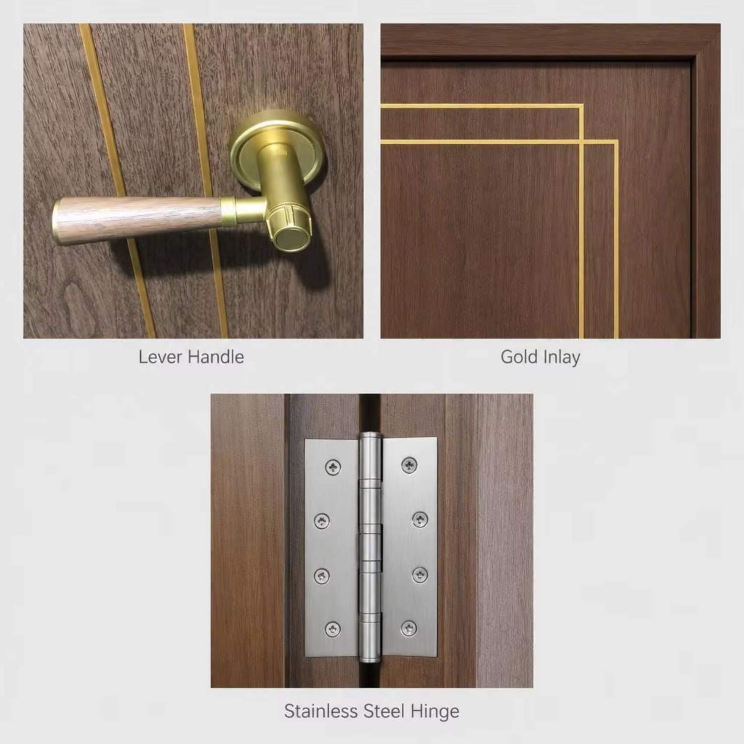 Custom Size Aluminum Wood Composite Fire Door  Listed WH Certified IPX5 Waterproof for Apartment Office Commercial Building
