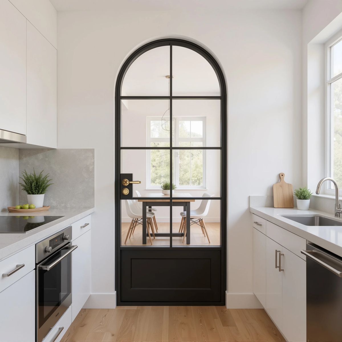 Interior Modern Design French Decorative Arch Semi-circular Curved Aluminum Alloy Casement Windows Door Tempered Glass