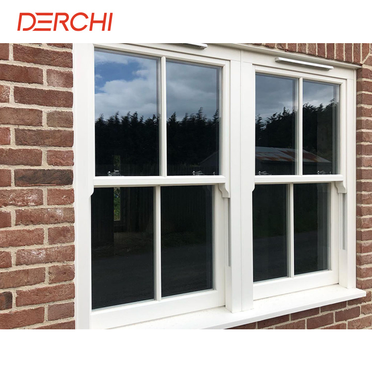Derchi American Style Aluminum Alloy Single Hanging Vertical Sliding Window Pit Hurricane Sash Window
