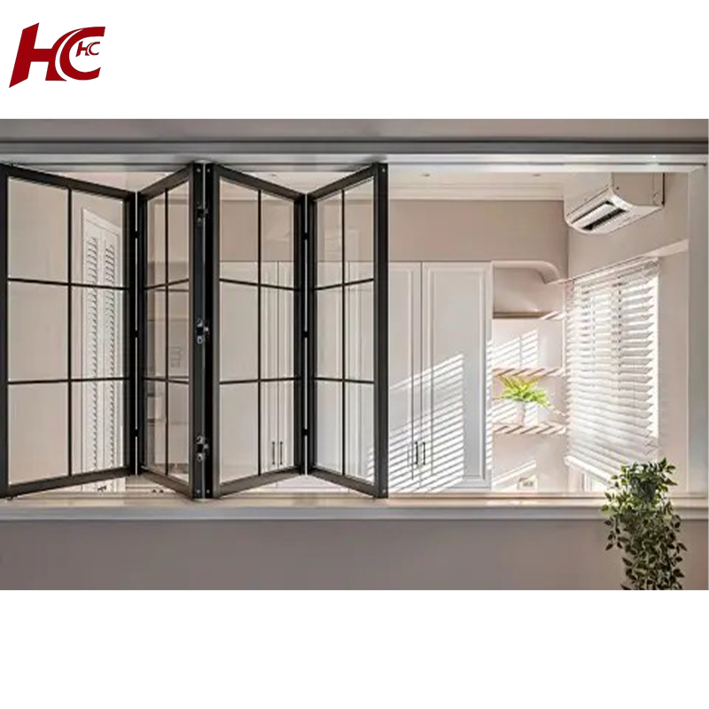 Vertical Aluminum Glass Folding Windows Outdoor House Vertical Folding Glass Windows