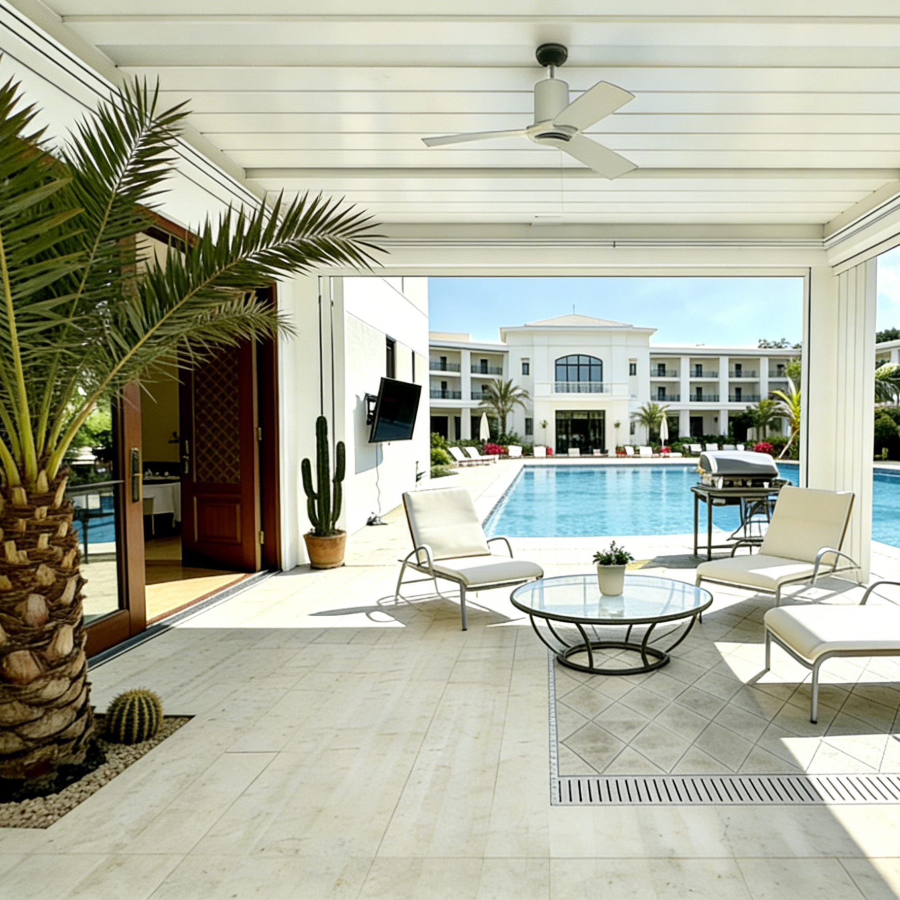 High End Aluminum Alloy Louvred Pergola Sliding Glass Door Premium Primary Customized For Villa Hotel Use Durable Eco-Friendly