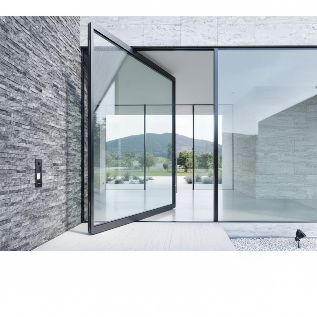 Premium Aluminum Pivot Doors Modern Large Entry Doors High Security Soundproof Weatherproof for Villa Hotel Commercial Building